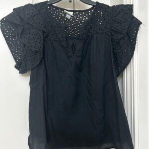 a new day Black Eyelet Blouse